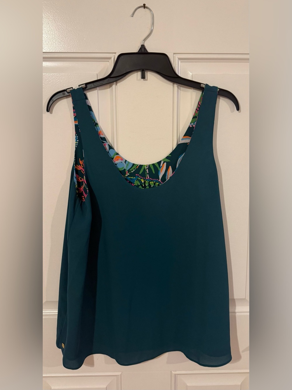 Lilly Pulitzer Floral Reversible Tank Top with Pink & Green Accents - Picture 4 of 7